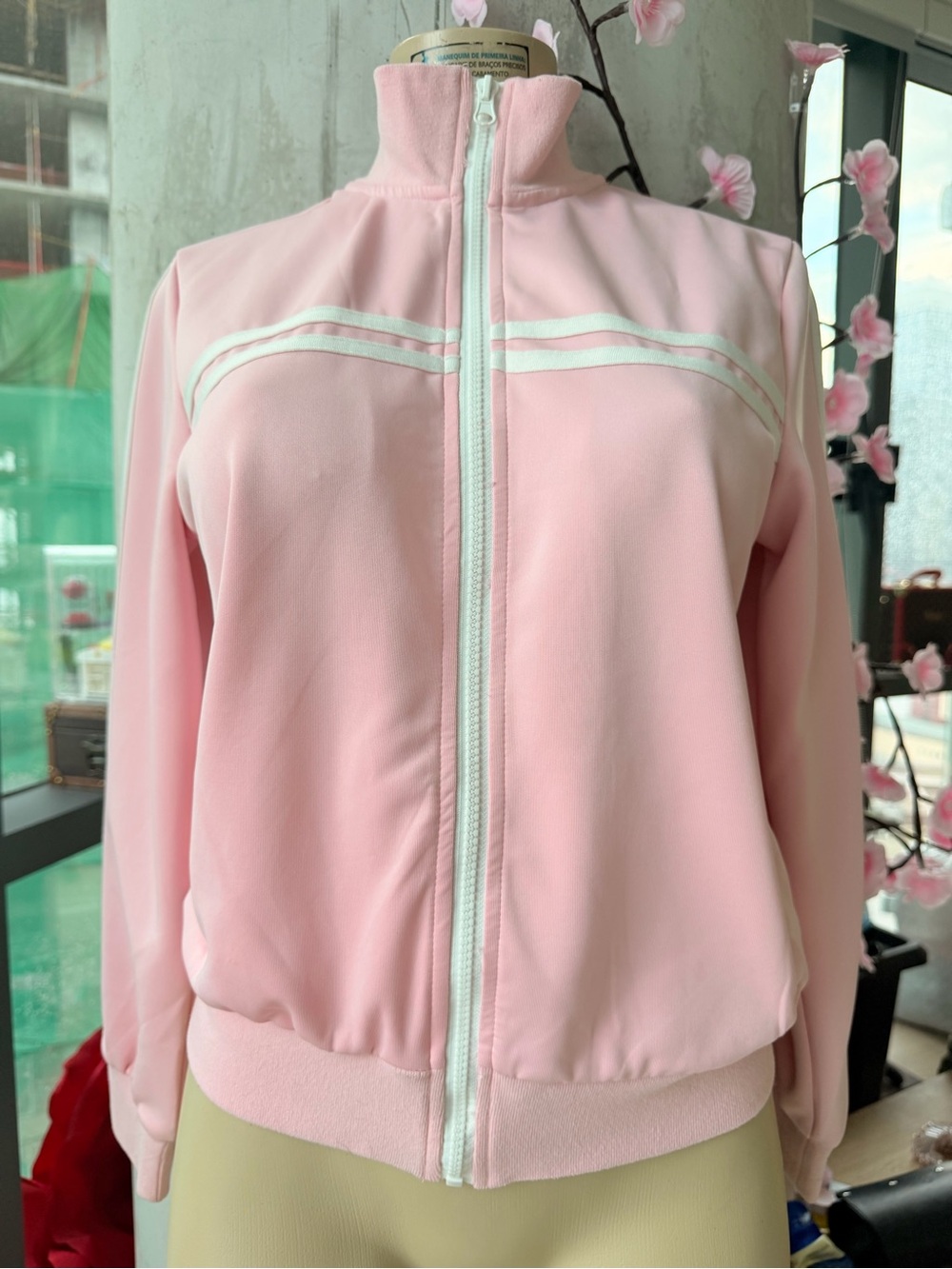 Pacsun Women's Pink Zip-Up Track Striped Jacket Size XS